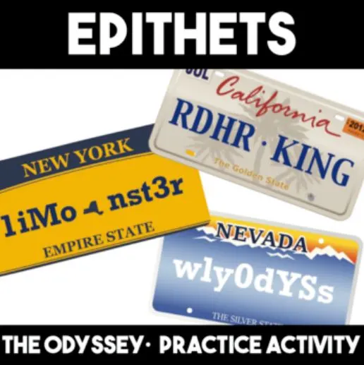 Epithets in The Odyssey by Homer — Textual Evidence Practice and Fun Activity