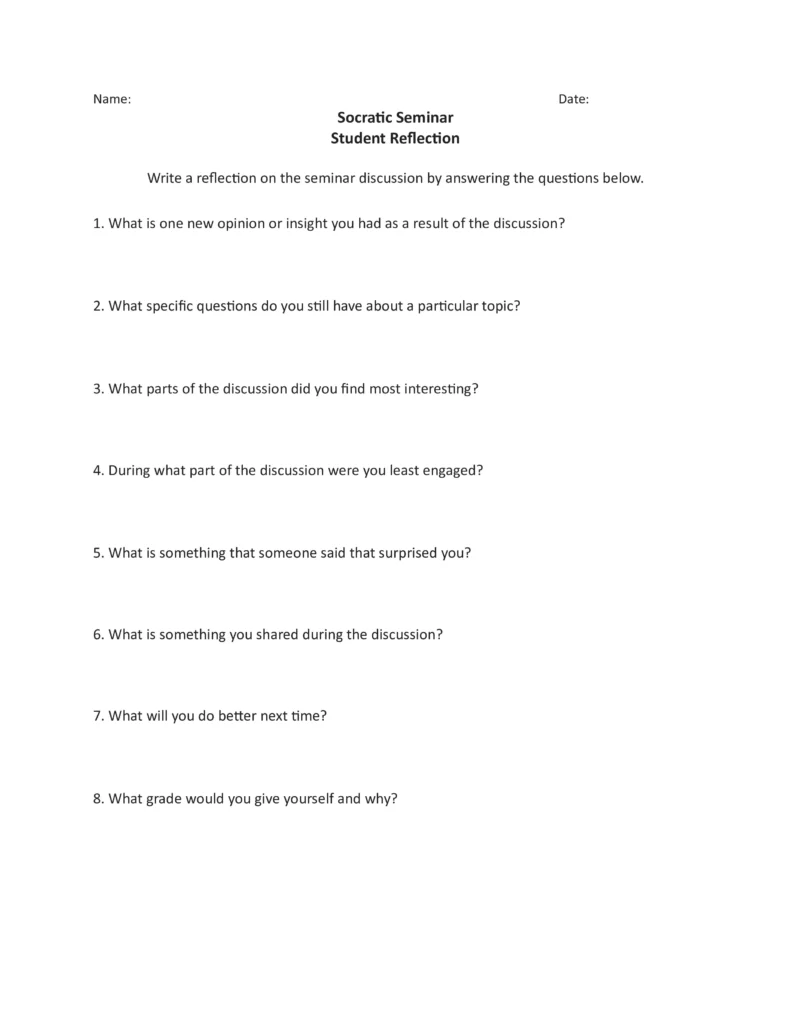 socratic seminar student reflection