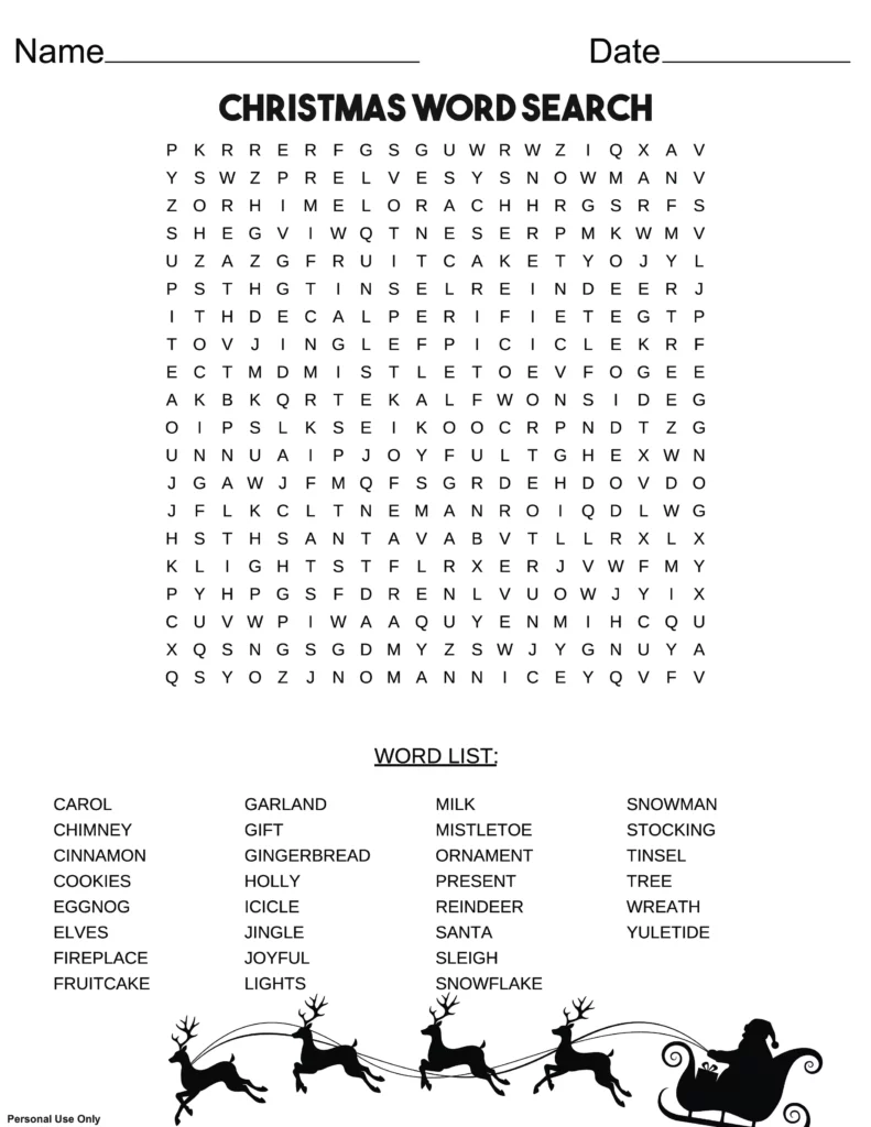 Christmas Word Search Free Printable PDF Christmas Word Search Free Printable PDF