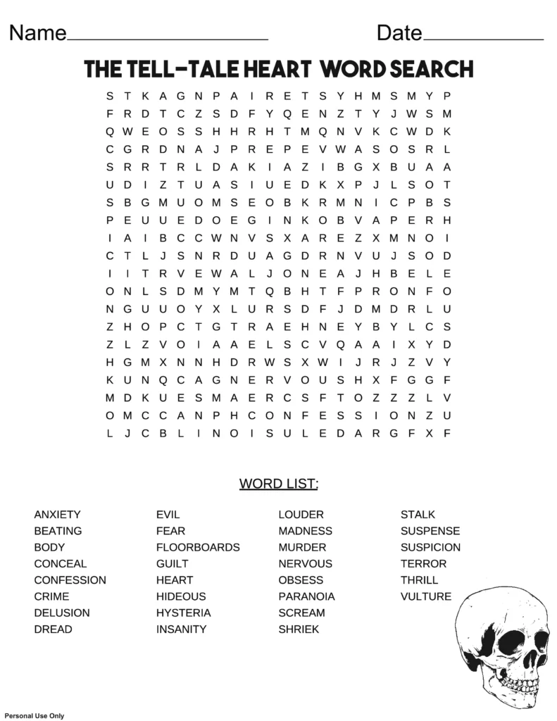 the tell tale heart word search