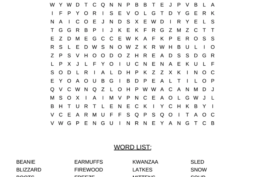 winter word search