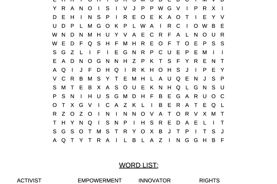 womens history month word search